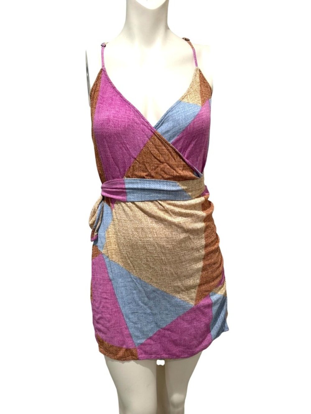 O'Neil Multi Color Print Wrap Summer Beach Dress Size Large